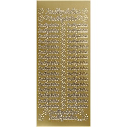 Stickers, indbydelse, 10x23 cm, guld, 1 ark