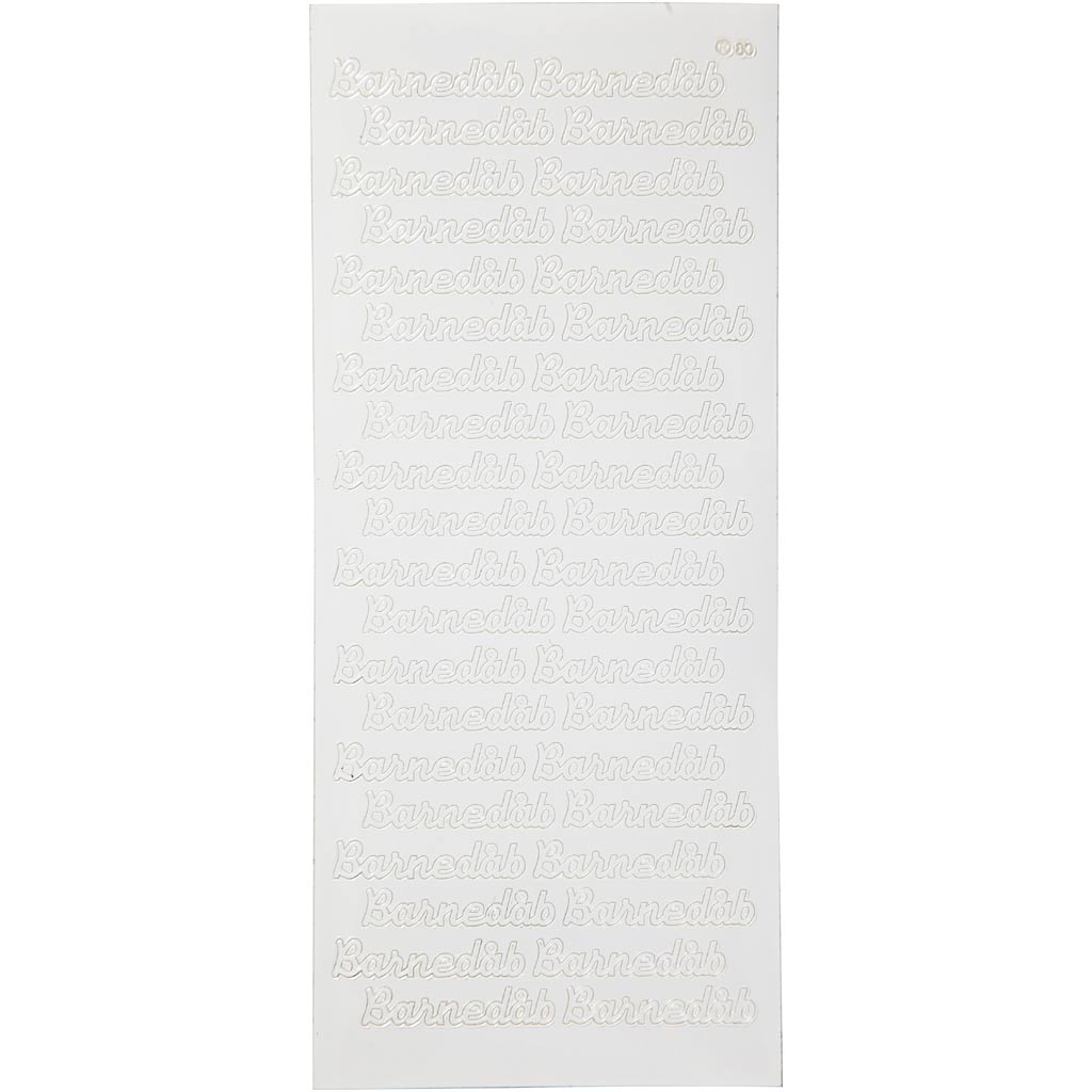 Stickers, barnedåb, 10x23 cm, vit, 1 ark