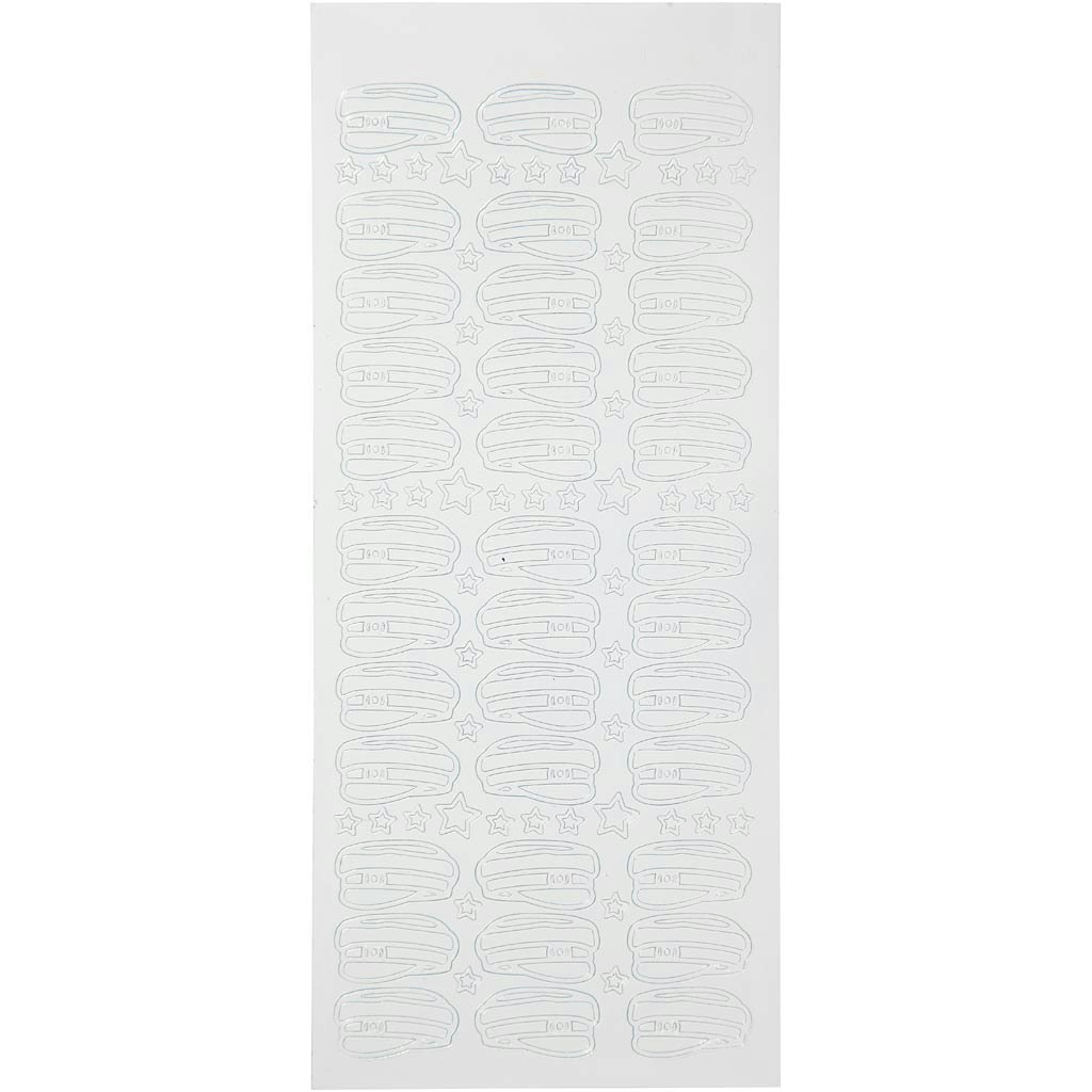 Stickers, studentmössor, 10x23 cm, vit, 1 ark