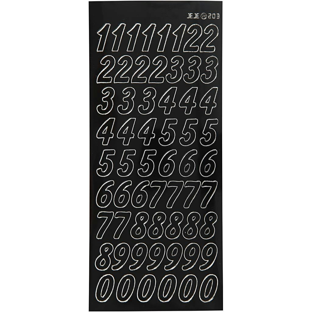 Stickers, stora siffror, 10x23 cm, svart, 1 ark