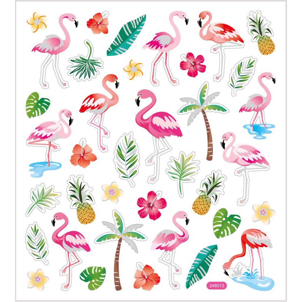 Stickers, flamingo, 15x16,5 cm, 1 ark
