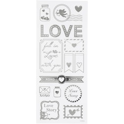 Stickers, love, 10x24 cm, silver, 1 ark