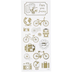 Stickers, jorden runt, 10x24 cm, guld, 1 ark