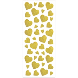 Glitterstickers, hjärtan, 10x24 cm, guld, 2 ark/ 1 förp.