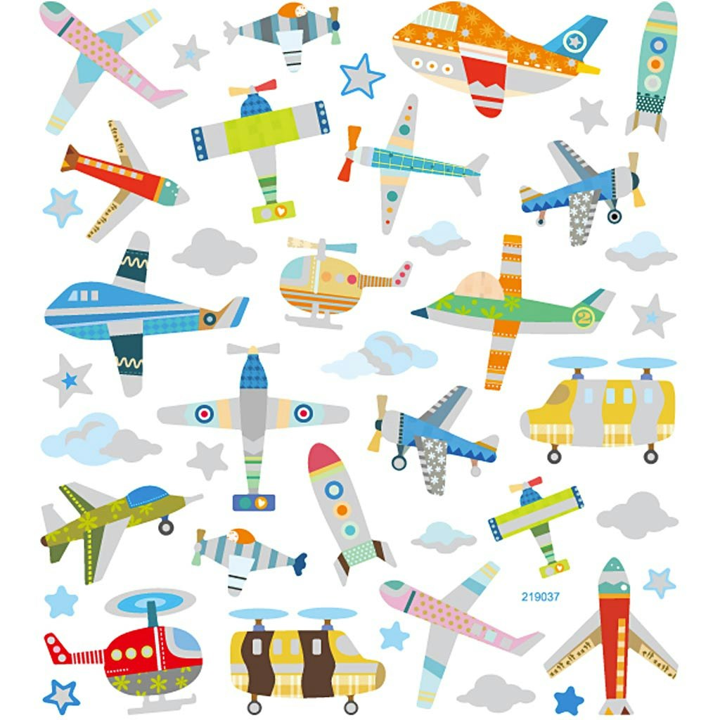 Stickers, flygplan och helikopter, 15x16,5 cm, 1 ark