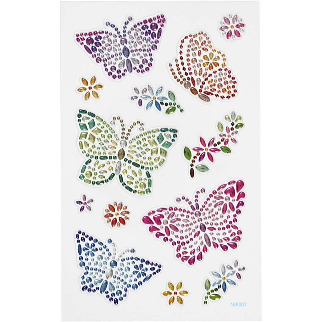 Diamond stickers, fjärilar, 10x16 cm, 1 ark
