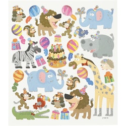 Stickers, djurens födelsedag, 15x16,5 cm, 1 ark