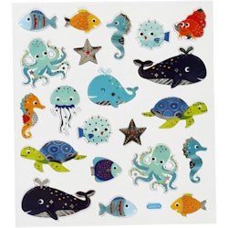 Stickers, havets djur, 15x16,5 cm, 1 ark