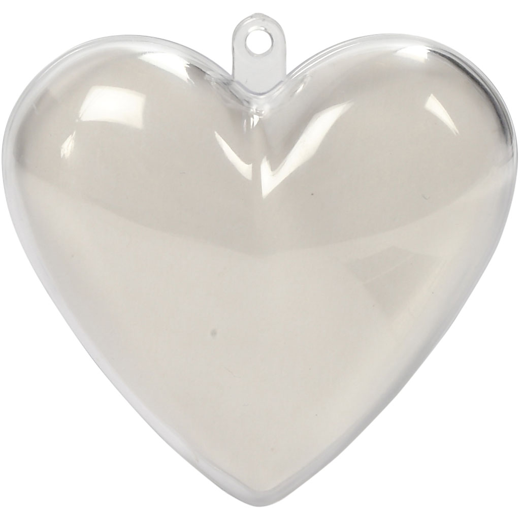Deko-hjärta, H: 6,5 cm, transparent, 10 st./ 1 förp.