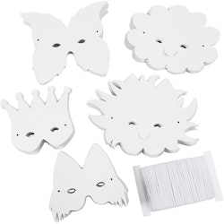 Masker av papp, H: 15-20 cm, 230 g, vit, 5x20 st./ 1 förp.