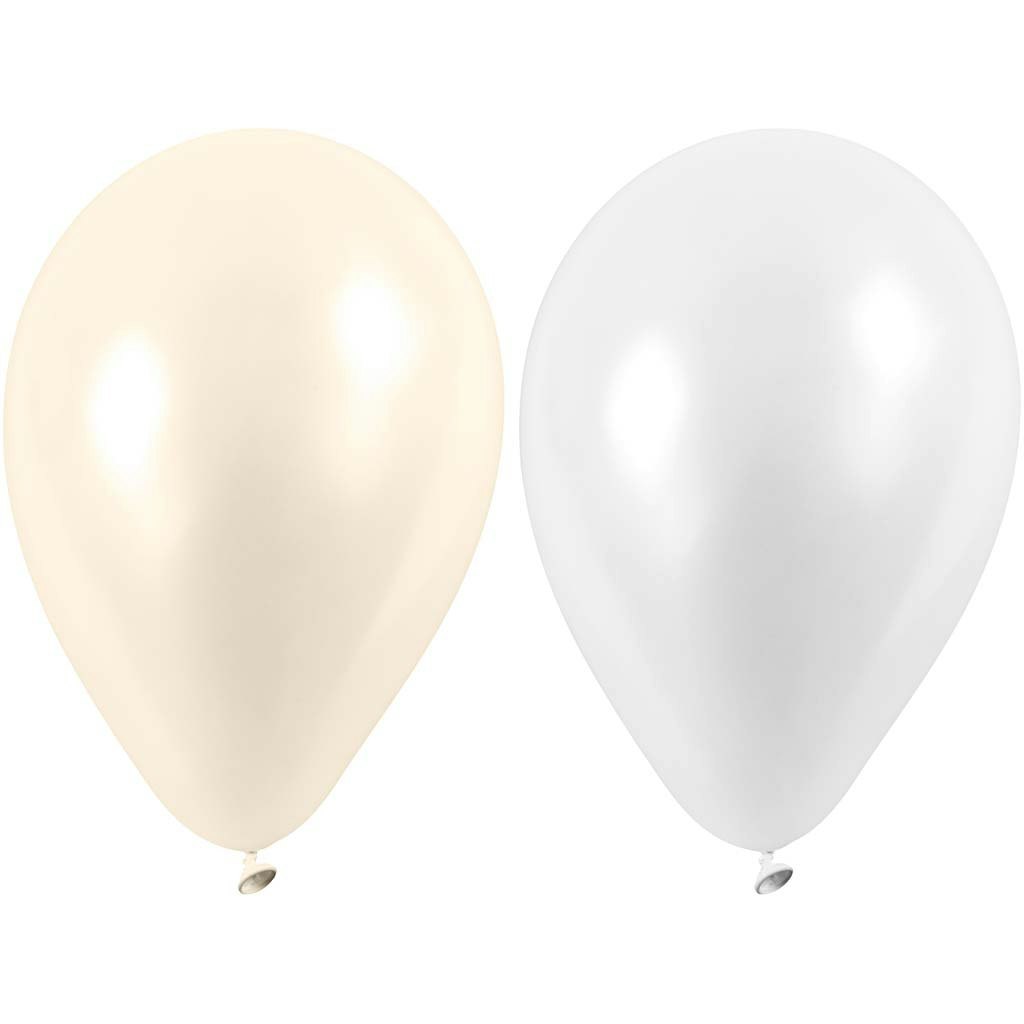 Ballonger, runda, Dia. 23 cm, vit, pärlemor, 10 st./ 1 förp.