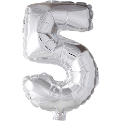 Folieballong, 5, H: 41 cm, silver, 1 st.
