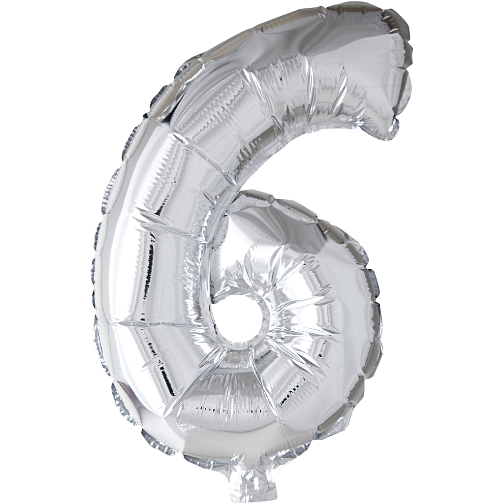 Folieballong, 6, H: 41 cm, silver, 1 st.