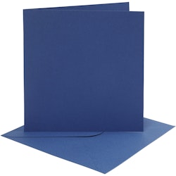 Kort och kuvert, kortstl. 15,2x15,2 cm, kuvertstl. 16x16 cm, 220 g, blå, 4 set/ 1 förp.