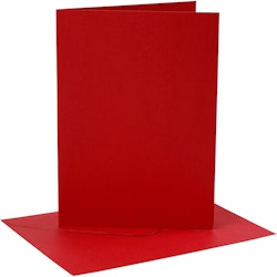 Kort och kuvert, kortstl. 12,7x17,8 cm, kuvertstl. 13,3x18,5 cm, 230 g, röd, 4 set/ 1 förp.