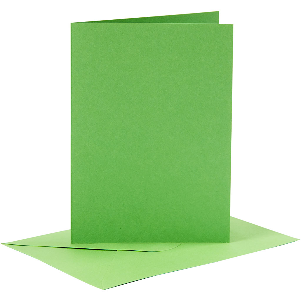 Kort och kuvert, kortstl. 10,5x15 cm, kuvertstl. 11,5x16,5 cm, 110+220 g, grön, 6 set/ 1 förp.
