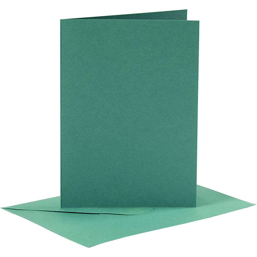 Kort och kuvert, kortstl. 10,5x15 cm, kuvertstl. 11,5x16,5 cm, 110+230 g, mörkgrön, 6 set/ 1 förp.