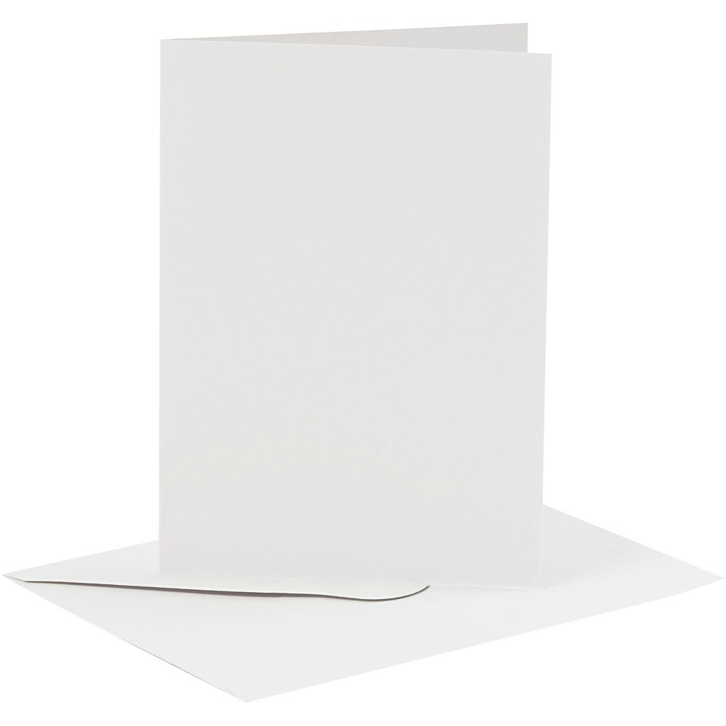Kort och kuvert, kortstl. 10,5x15 cm, kuvertstl. 11,5x16,5 cm, 110+230 g, vit, 6 set/ 1 förp.