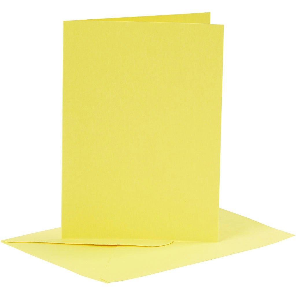Kort och kuvert, kortstl. 10,5x15 cm, kuvertstl. 11,5x16,5 cm, 110+220 g, gul, 6 set/ 1 förp.