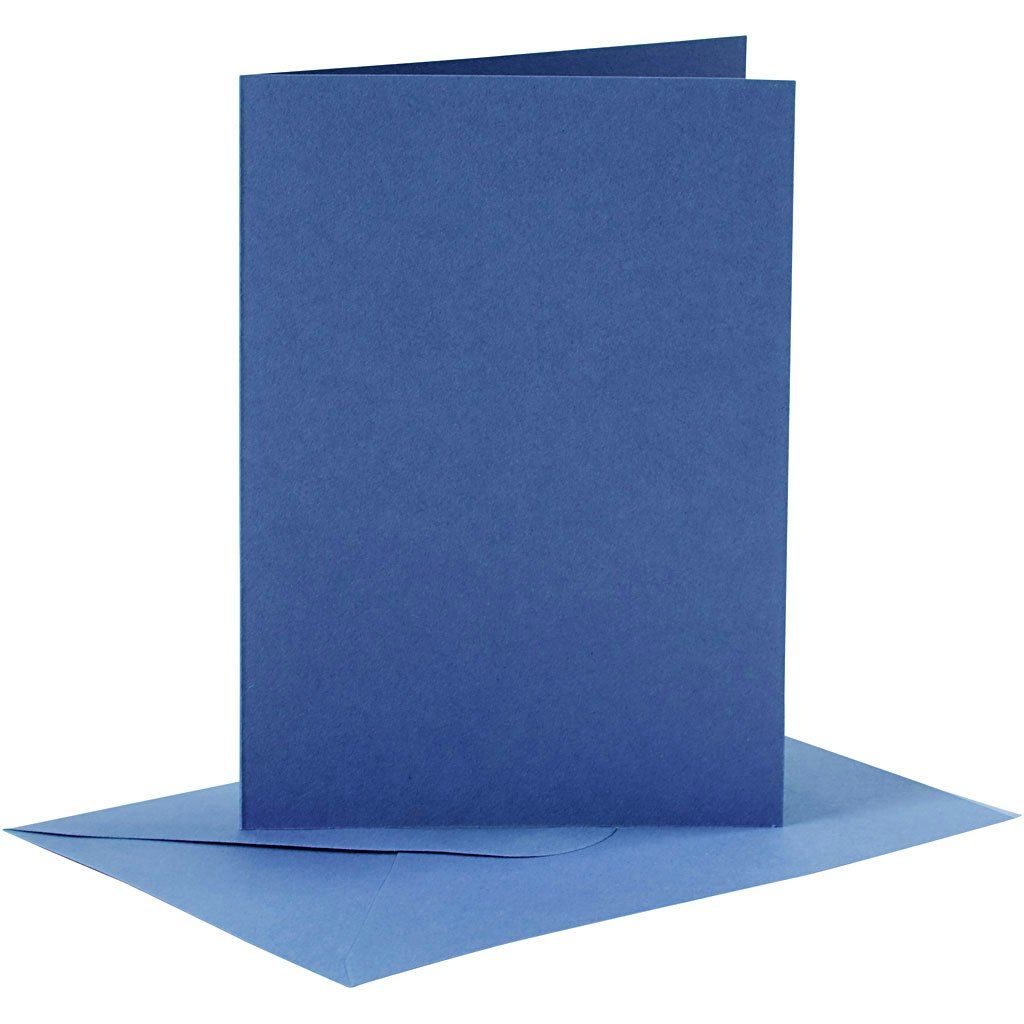 Kort och kuvert, kortstl. 10,5x15 cm, kuvertstl. 11,5x16,5 cm, 110+220 g, blå, 6 set/ 1 förp.