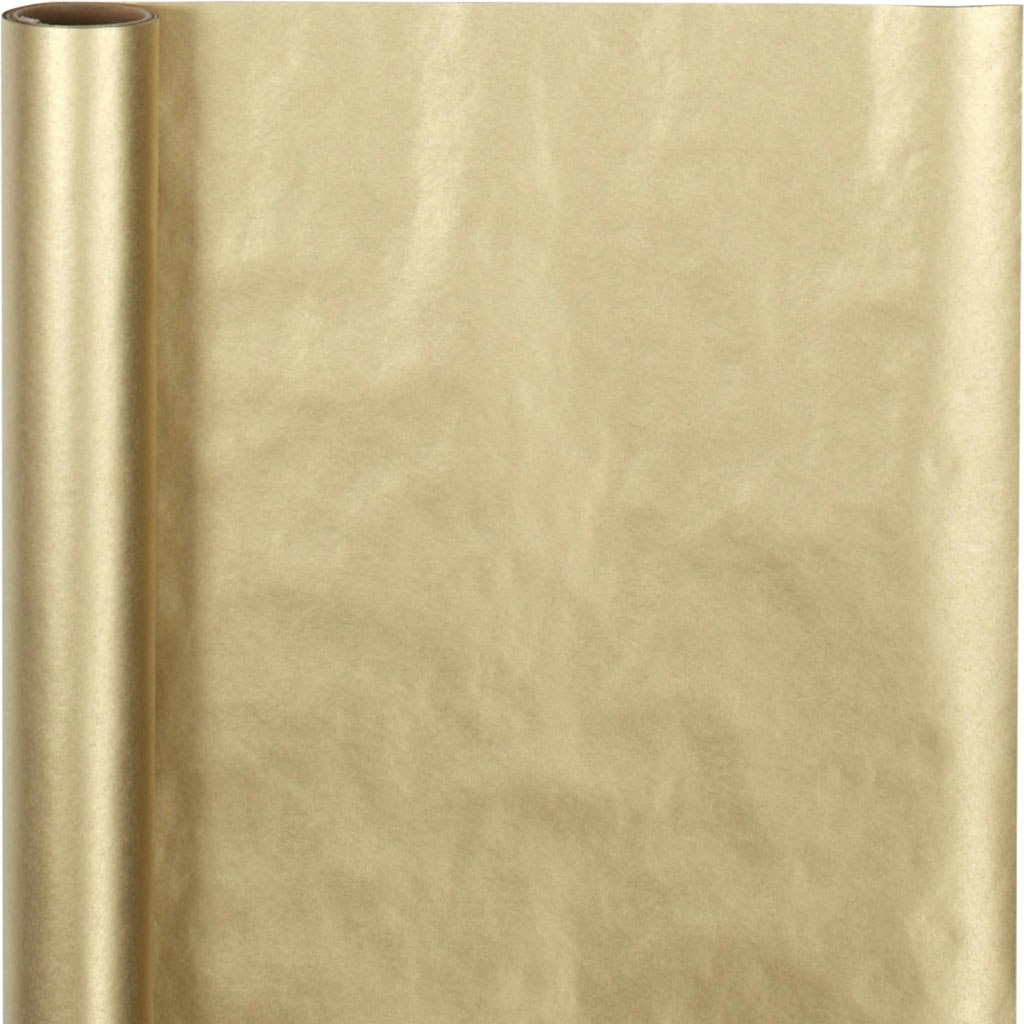 Presentpapper, B: 50 cm, 60 g, guld, 5 m/ 1 rl.