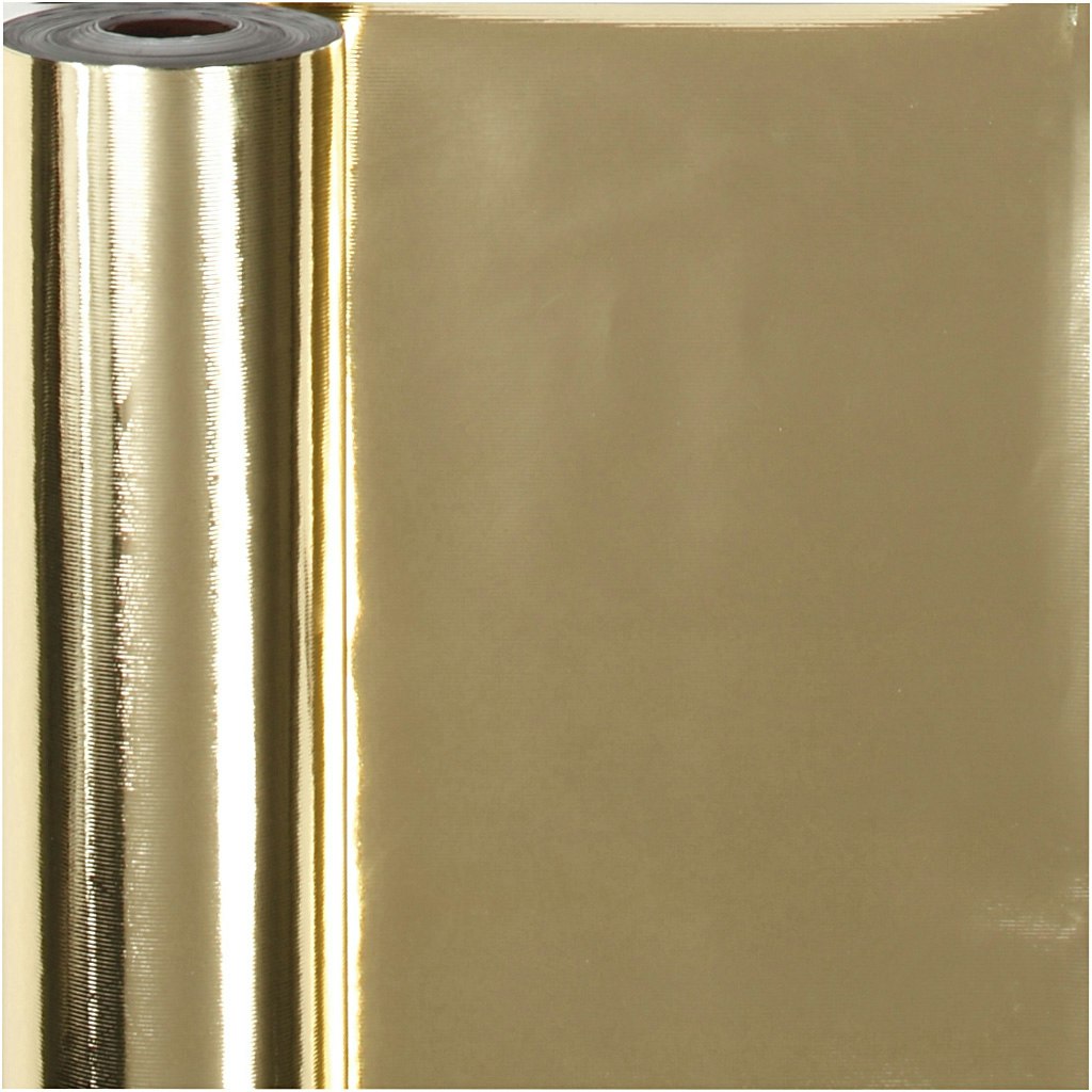 Presentpapper, B: 50 cm, 65 g, guld, 100 m/ 1 rl.