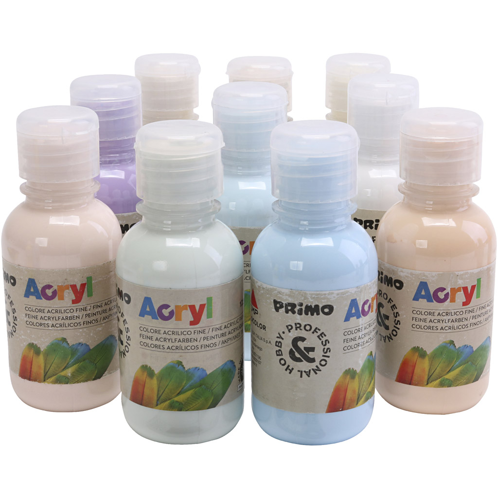 PRIMO lyxakrylfärg, pastellfärger, 10x125 ml/ 1 förp.