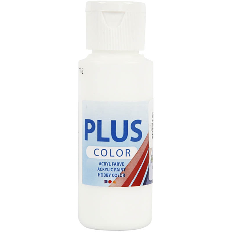 Plus Color hobbyfärg, vit, 60 ml/ 1 flaska