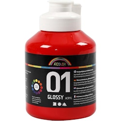 Skolfärg akryl, blank, blank, röd, 500 ml/ 1 flaska