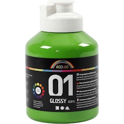Skolfärg akryl, blank, blank, ljusgrön, 500 ml/ 1 flaska