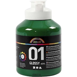 Skolfärg akryl, blank, blank, mörkgrön, 500 ml/ 1 flaska