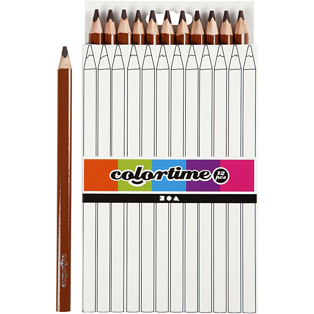 Colortime färgpennor, L: 17,45 cm, kärna 5 mm, JUMBO, brun, 12 st./ 1 förp.