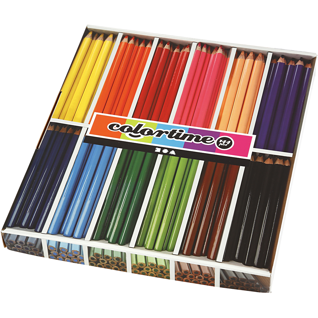 Colortime färgpennor, L: 17,45 cm, kärna 5 mm, JUMBO, mixade färger, 12x12 st./ 1 förp.