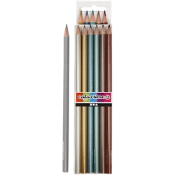 Colortime färgblyerts, L: 17,45 cm, kärna 3 mm, metallicfärger, 6 st./ 1 förp.
