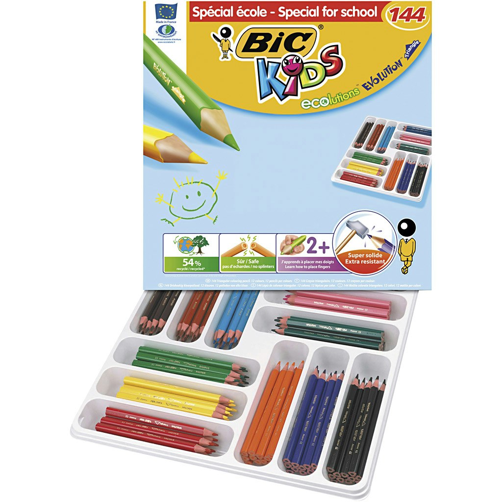 BIC Eco evolution färgblyertspennor, kärna 5 mm, mixade färger, 12x12 st./ 1 förp.