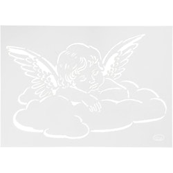 Stencil, ängel på moln, A4, 210x297 mm, 1 st.