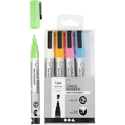 Chalk markers, spets 1,2-3 mm, starka färger, 5 st./ 1 förp.