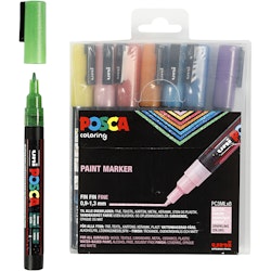 Posca Marker , nr. PC-3ML, spets 0,9-1,3 mm, glitter färger, 8 st./ 1 förp.