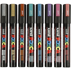 Posca Marker , nr. PC-5M, spets 2,5 mm, metallicfärger, 8 st./ 1 förp.