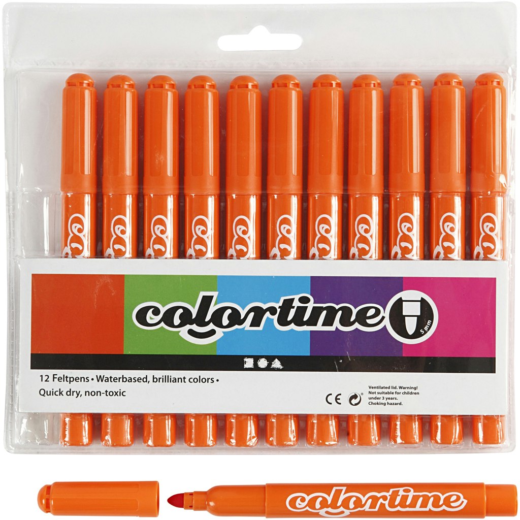 Colortime tuschpennor, spets 5 mm, orange, 12 st./ 1 förp.