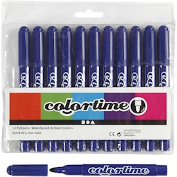 Colortime tuschpennor, spets 5 mm, mörkblå, 12 st./ 1 förp.