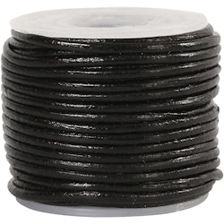 Lädersnöre, tjocklek 1 mm, svart, 10 m/ 1 rl.