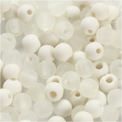 Plastpärlor, Dia. 6 mm, Hålstl. 2 mm, cream, 40 g/ 1 förp.