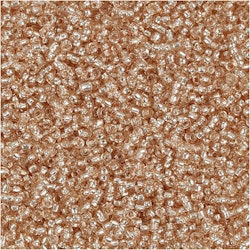 Rocaipärlor, Dia. 1,7 mm, stl. 15/0 , Hålstl. 0,5-0,8 mm, persika, 25 g/ 1 förp.