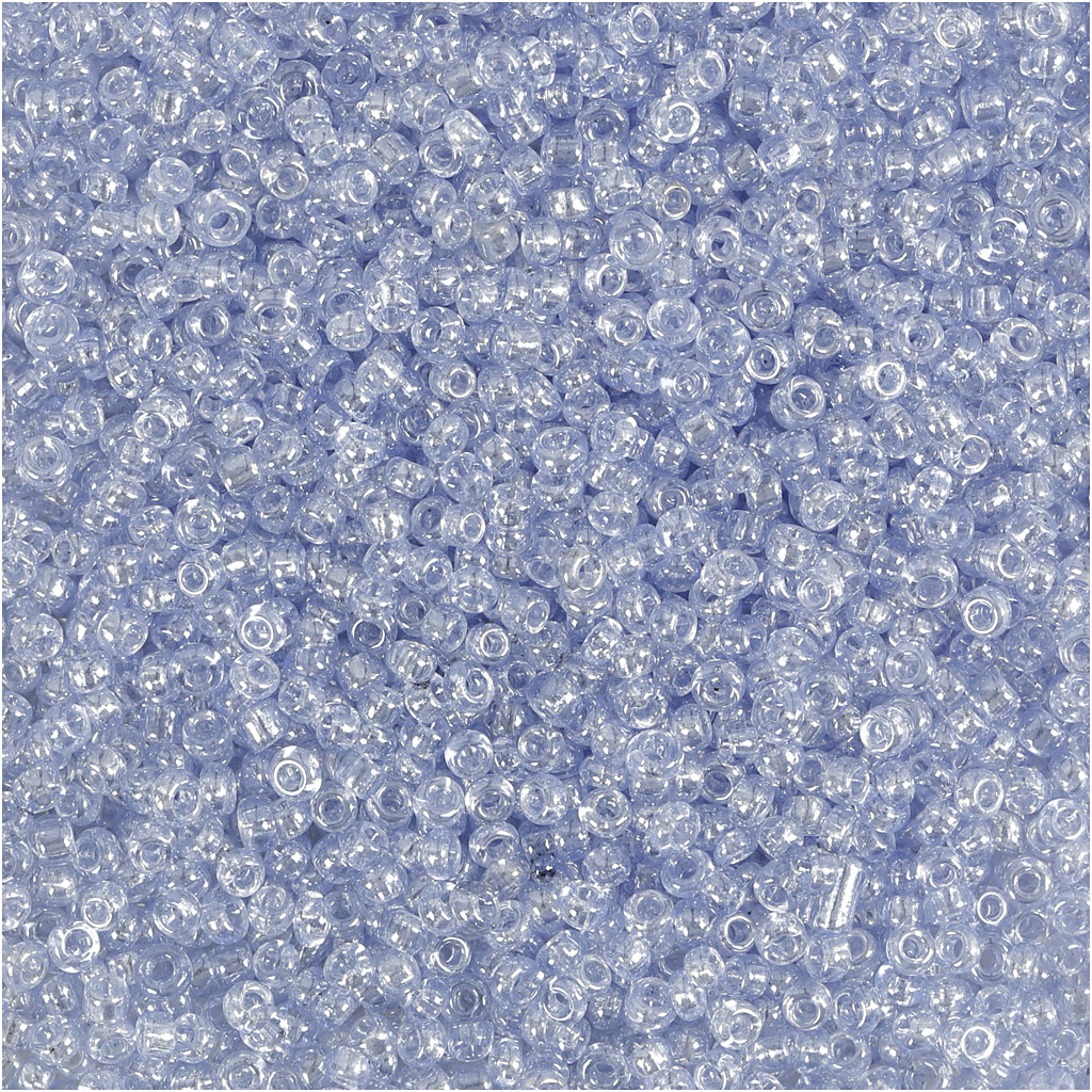 Rocaipärlor, Dia. 1,7 mm, stl. 15/0 , Hålstl. 0,5-0,8 mm, ljusblå, 25 g/ 1 förp.