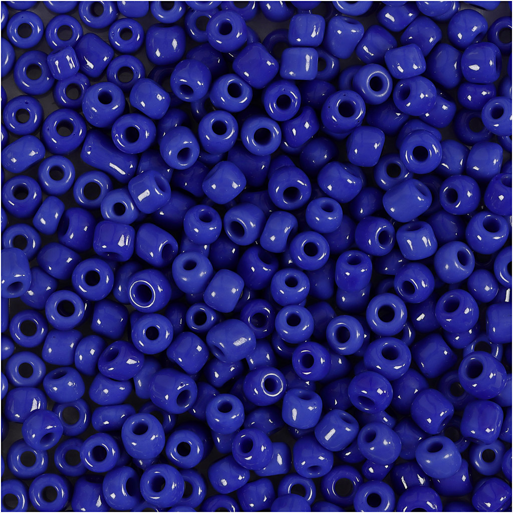 Rocaipärlor, Dia. 3 mm, stl. 8/0 , Hålstl. 0,6-1,0 mm, blå, 25 g/ 1 förp.