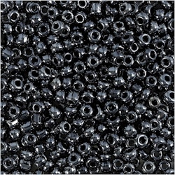 Rocaipärlor, Dia. 3 mm, stl. 8/0 , Hålstl. 0,6-1,0 mm, svartmetallic, 25 g/ 1 förp.