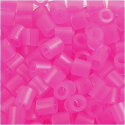 Rörpärlor, stl. 5x5 mm, Hålstl. 2,5 mm, medium, rosa neon (32257), 6000 st./ 1 förp.