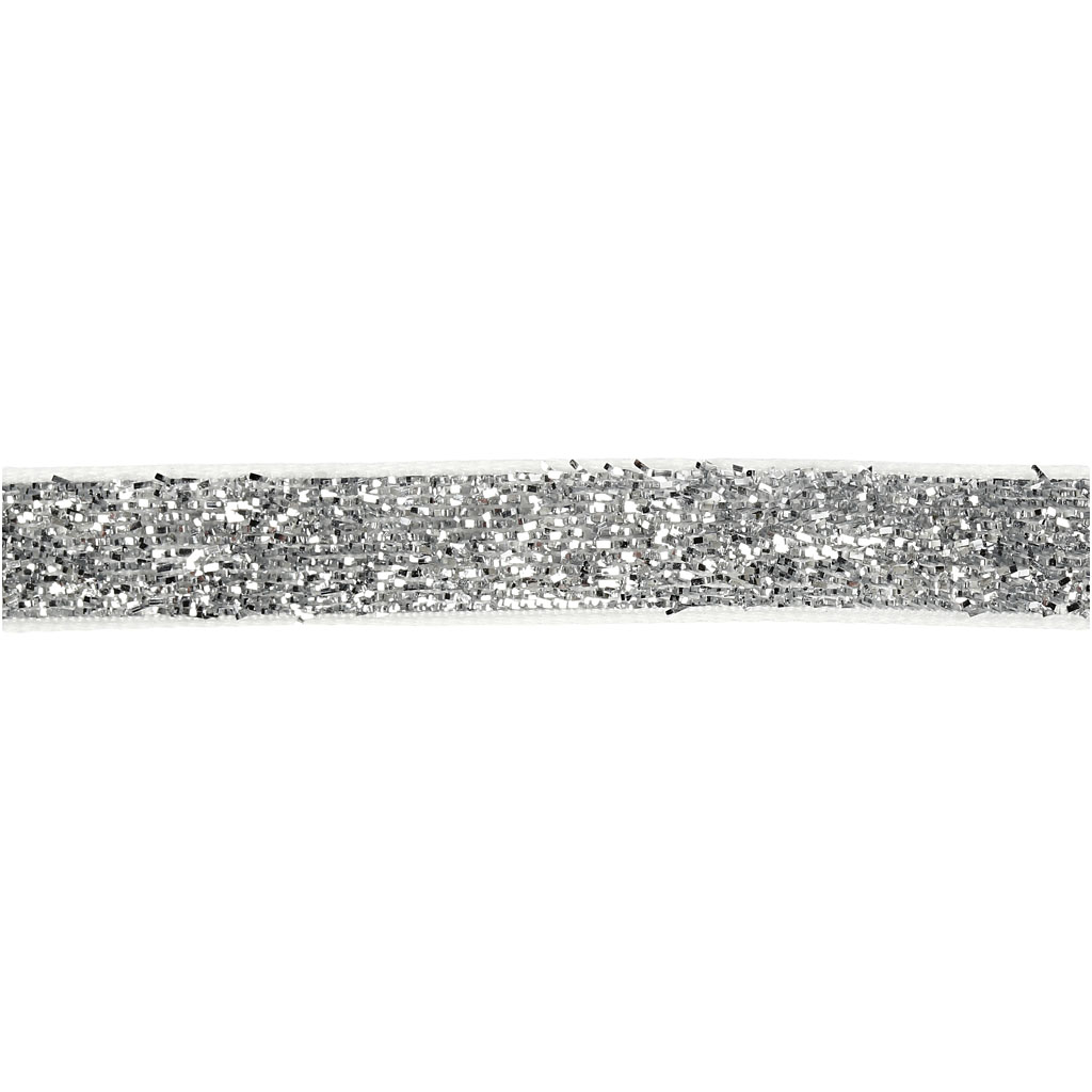 Dekorationsband, B: 10 mm, silver, 5 m/ 1 rl.