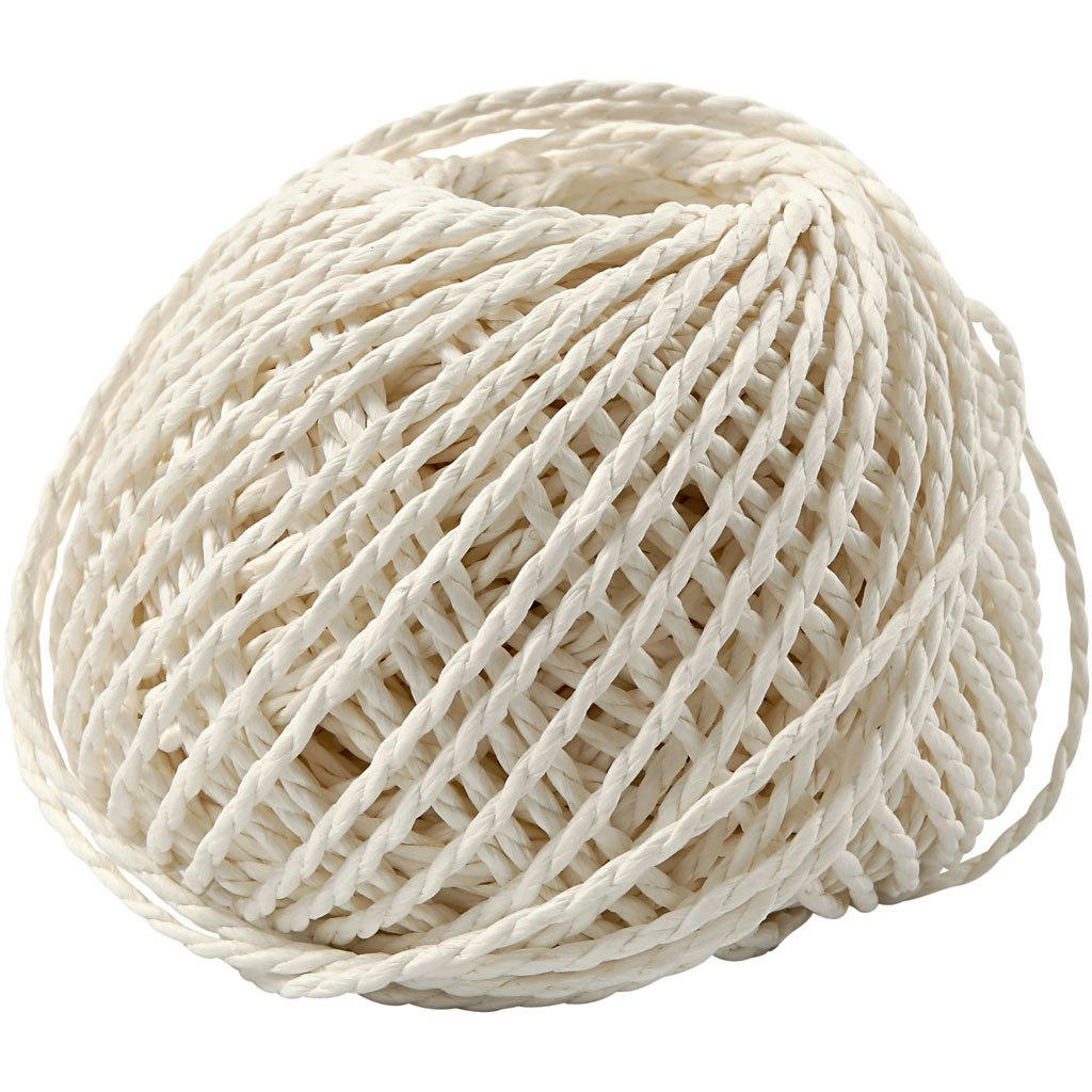 Paperyarn, tjocklek 2,5-3 mm, vit, 40 m/ 1 nystan, 150 g